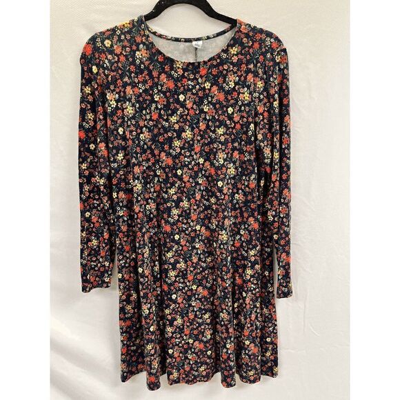 Old Navy Womens Long Sleeve Pullover Boho Mini Dress Floral Multicolor Medium - Picture 1 of 4